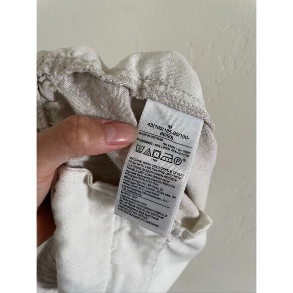 GAP Shorts Mens Medium Linen Blend Chico Beige Pockets Elastic Waist Preppy - Picture 6 of 7